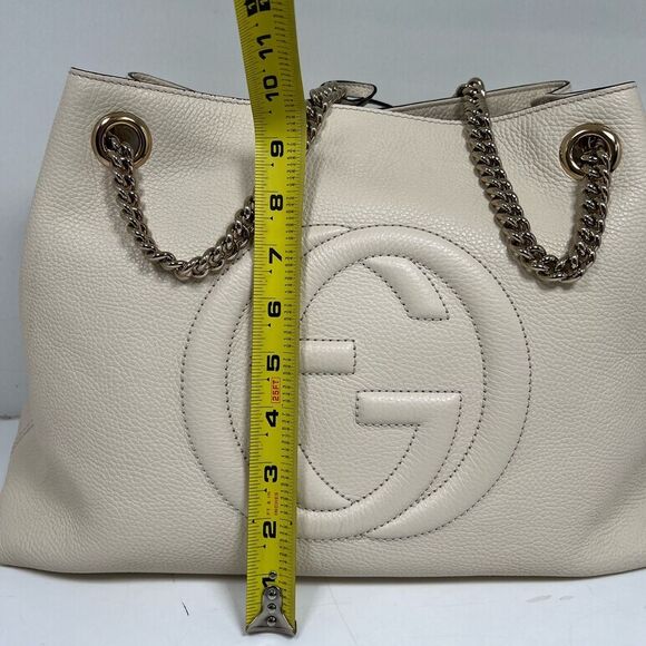 Gucci Soho Leather Medium ChainStrap Tote Ivory/off white - Picture 4 of 12